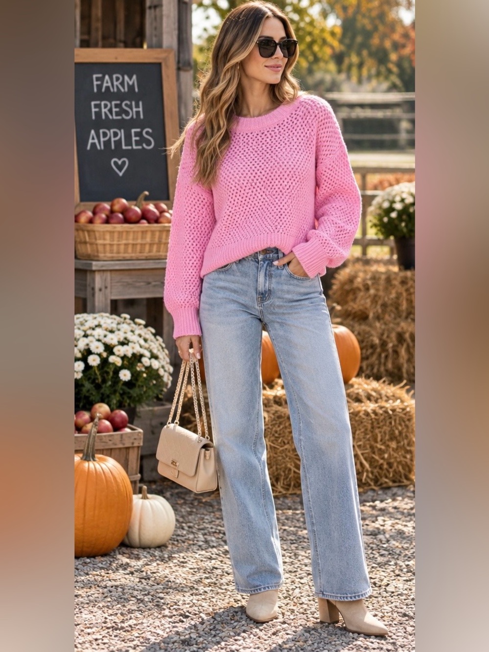 wild fable Pink Open-Knit Crewneck Sweater - XS - NWT